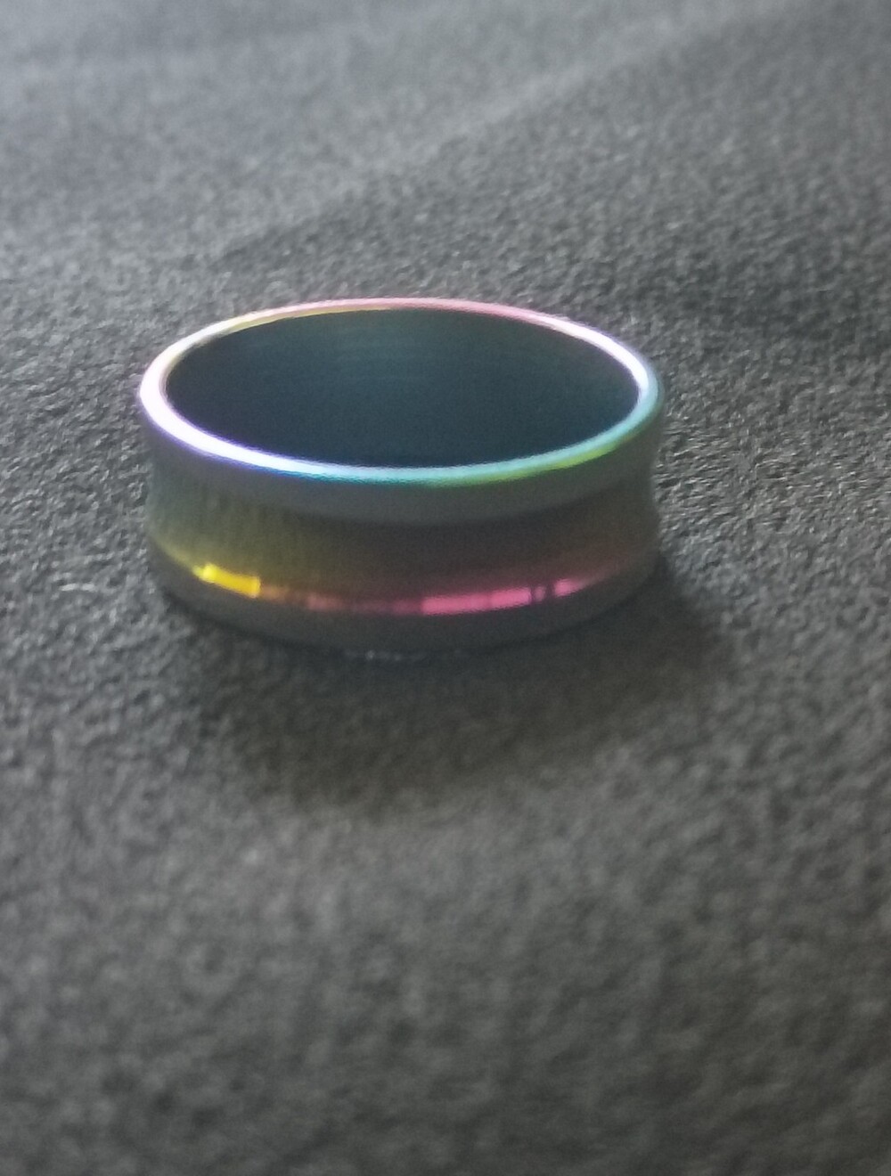 Size 8 ring Iridescent Yellow Gold Band Ring with Silver Accent - Picture 4 of 4